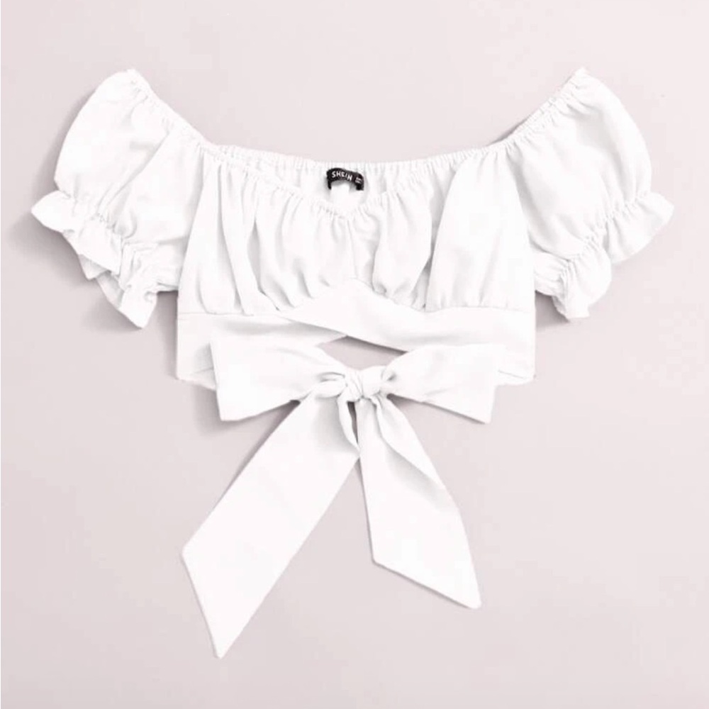 SHEIN White Puff Sleeve Blouse